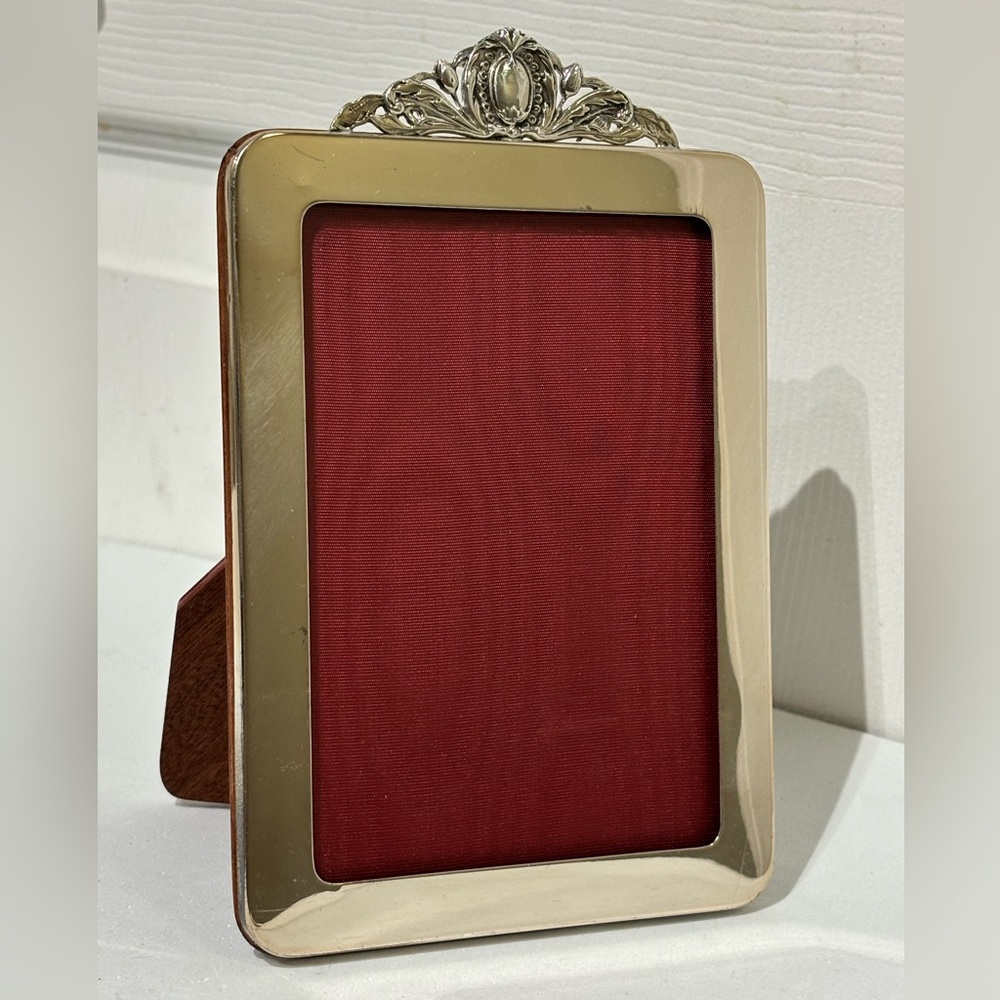 Antique  Rare Sterling Silver and Wooden  Picture Frame 4.5X6 inches
